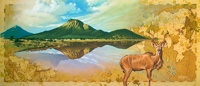 Kudu Illustration von Alfons Kiefer